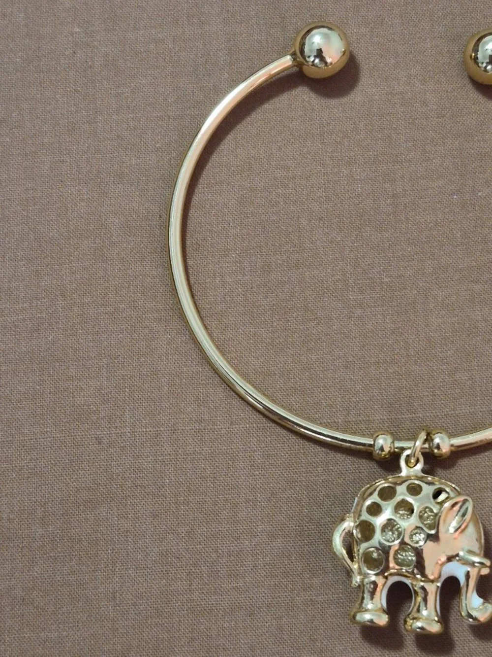 White Enamel 18K Gold Plated Swarovski Crystal Elephant Cuff Bangle Bracelet 6.5